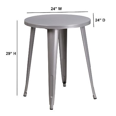 Merrick Lane Calgary 24" Round Metal Table for Indoor and Outdoor Use in Green