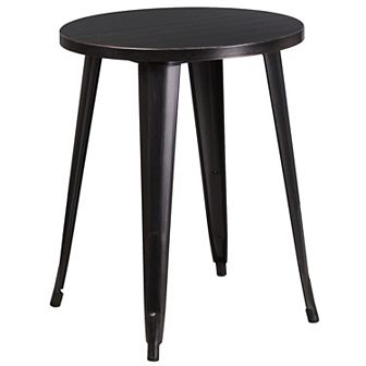 Merrick Lane Calgary 24" Round Metal Table for Indoor and Outdoor Use in Green
