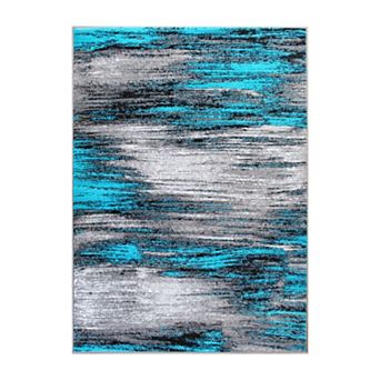 Masada Rugs Masada Rugs Trendz Collection 6'x9' Modern Contemporary Area Rug in Turquoise, Gray and Black - Design Trz863