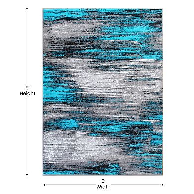 Masada Rugs Masada Rugs Trendz Collection 6'x9' Modern Contemporary Area Rug in Turquoise, Gray and Black - Design Trz863
