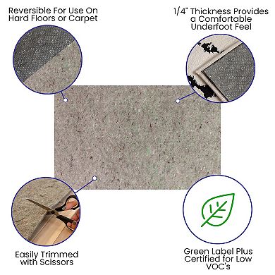 Emma and Oliver Non-Slip 1/4 Inch Thick Gray Multi-Surface Reversible 8' x 10' Area Rug Pad
