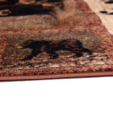 Masada Rugs Masada Rugs Kodiak Collection 2'x7' Cabin/Lodge Area Rug Runner with Bear and Cub Scene