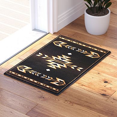 Masada Rugs Masada Rugs 2'x3' Southwest Native American Area Rug in Brown, Black, Beige & Ivory