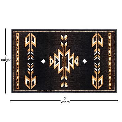 Masada Rugs Masada Rugs 2'x3' Southwest Native American Area Rug in Brown, Black, Beige & Ivory