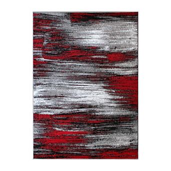 Masada Rugs Masada Rugs Trendz Collection 8'x10' Modern Contemporary Area Rug in Red, Gray and Black - Design Trz863