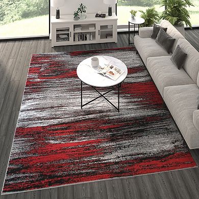 Masada Rugs Masada Rugs Trendz Collection 8'x10' Modern Contemporary Area Rug in Red, Gray and Black - Design Trz863