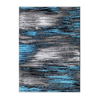 Masada Rugs Masada Rugs Trendz Collection 6'x9' Modern Contemporary Area Rug in Blue, Gray and Black - Design Trz863