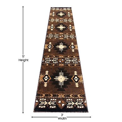 Masada Rugs Masada Rugs 2'x10' Southwest Native American Runner Rug - Design C318 Chocolate