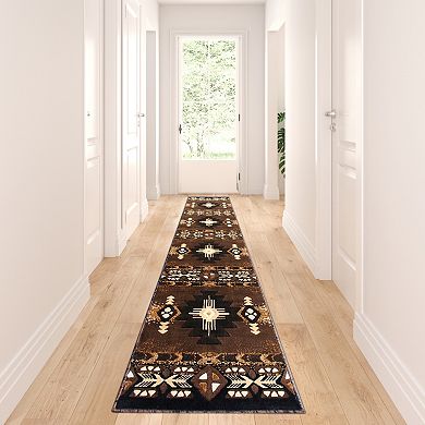 Masada Rugs Masada Rugs 2'x10' Southwest Native American Runner Rug - Design C318 Chocolate