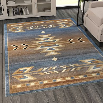 Masada Rugs Masada Rugs Southwest 5'x7' Native American Area Rug in Blue