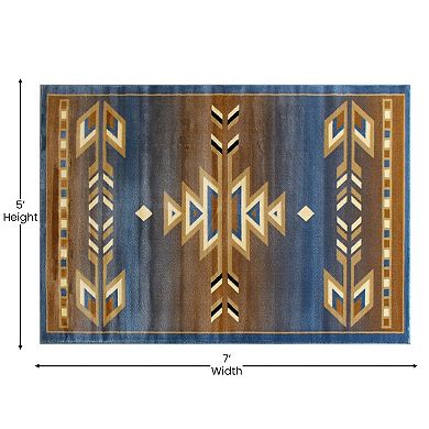 Masada Rugs Masada Rugs Southwest 5'x7' Native American Area Rug in Blue