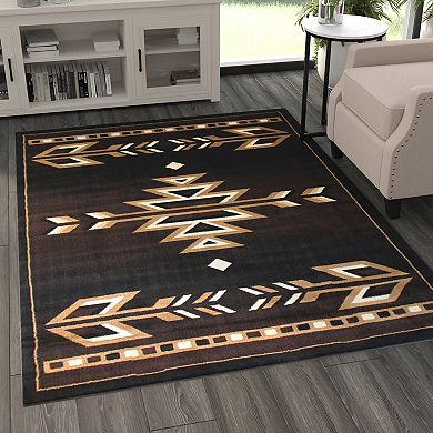 Masada Rugs Masada Rugs 5'x7' Southwest Native American Area Rug in Brown, Black, Beige & Ivory