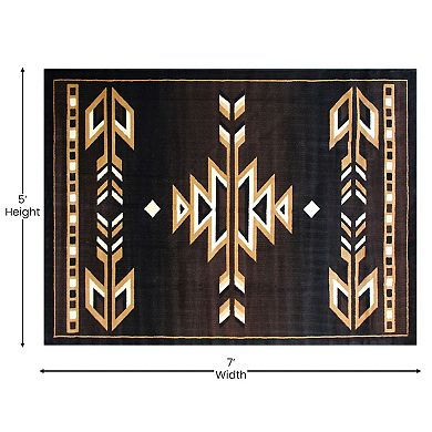 Masada Rugs Masada Rugs 5'x7' Southwest Native American Area Rug in Brown, Black, Beige & Ivory