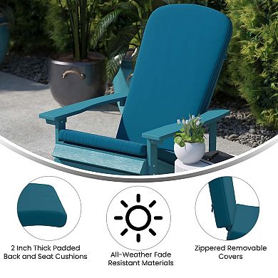 Merrick Lane Riviera Set Of 2 Indoor/Outdoor High Back Adirondack Chair Cushions with Elastic Strap and Water Resistant Covers in Gray