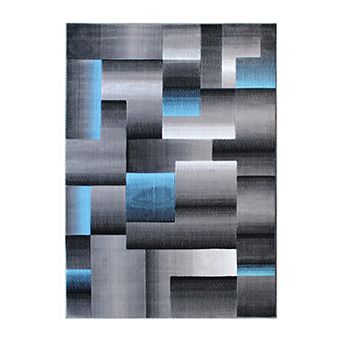 Masada Rugs Masada Rugs Trendz Collection 8'x10' Modern Contemporary Area Rug in Blue, Gray and Black-Design Trz861