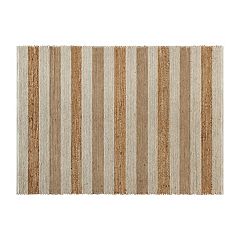 Merrick Lane 4 Foot Round Jute and Polyester Blend Indoor Braided Design Area Rug
