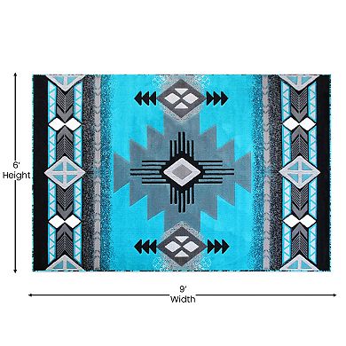 Masada Rugs Masada Rugs 6'x9' Southwest Native American Area Rug - Design C318 Turquoise