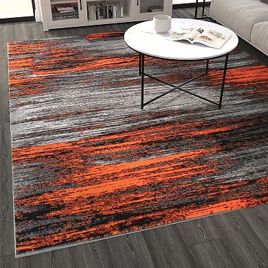 Masada Rugs Masada Rugs Trendz Collection 8'x10' Modern Contemporary Area Rug in Orange, Gray and Black - Design Trz863