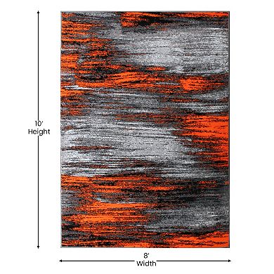 Masada Rugs Masada Rugs Trendz Collection 8'x10' Modern Contemporary Area Rug in Orange, Gray and Black - Design Trz863