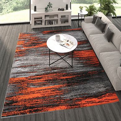 Masada Rugs Masada Rugs Trendz Collection 8'x10' Modern Contemporary Area Rug in Orange, Gray and Black - Design Trz863