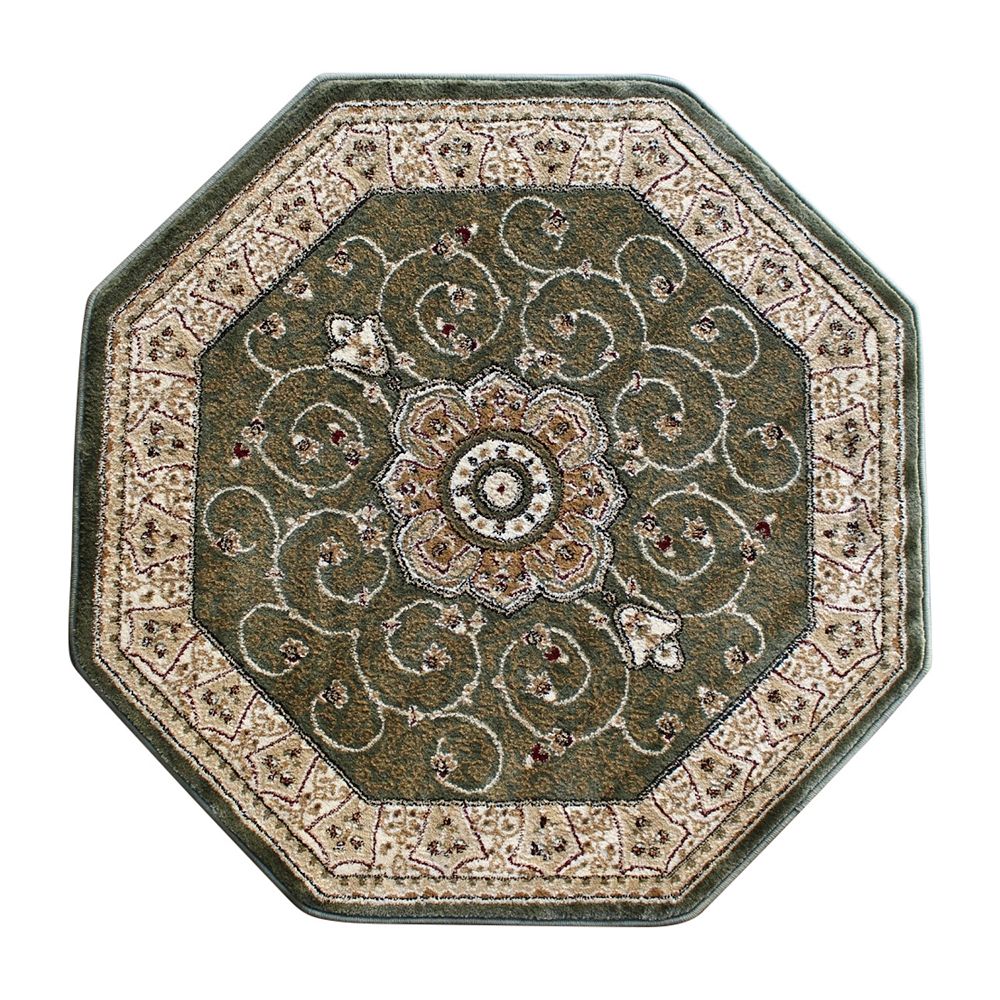 Masada Rugs Masada Rugs 5'x5' Traditional Octagon Area Rug in Green ...