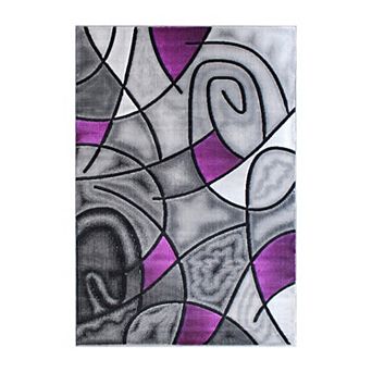 Masada Rugs Masada Rugs Trendz Collection 6'x9' Modern Contemporary Area Rug in Purple, Gray and Black