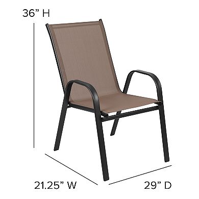 Merrick Lane Set of 4 Manado Series Metal Stacking Patio Chairs with Black Flex Comfort Material