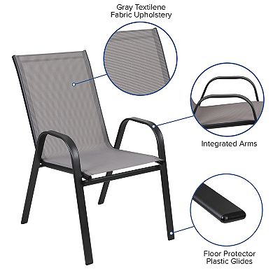 Merrick Lane Set of 4 Manado Series Metal Stacking Patio Chairs with Flex Comfort Material