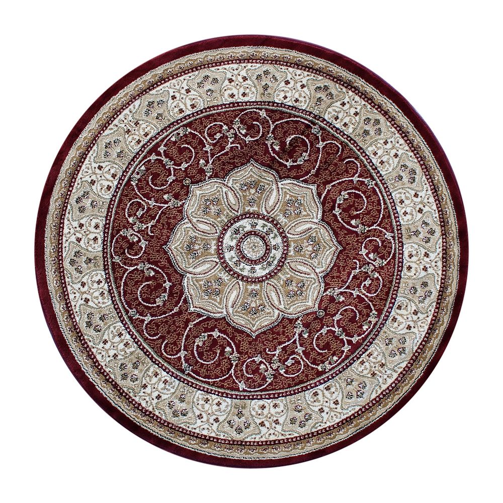 Masada Rugs Masada Rugs 5'x5' Traditional Round Area Rug in Burgundy ...
