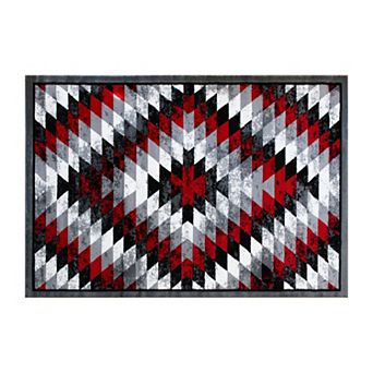 Masada Rugs Masada Rugs Stephanie Collection 5'x7' Area Rug with Distressed Southwest Native American Design 1106 in Red, Gray, Black and White