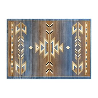 Masada Rugs Masada Rugs Southwest 4'x5' Native American Area Rug in Blue