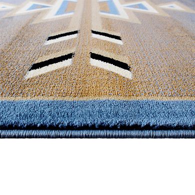 Masada Rugs Masada Rugs Southwest 4'x5' Native American Area Rug in Blue