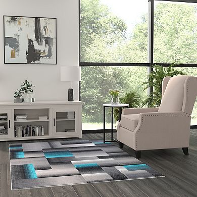 Masada Rugs Masada Rugs Trendz Collection 5'x7' Modern Contemporary Area Rug in Turquoise, Gray and Black-Design Trz861