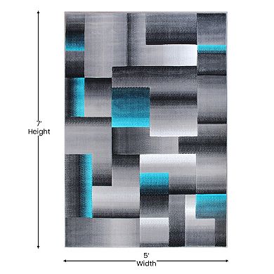 Masada Rugs Masada Rugs Trendz Collection 5'x7' Modern Contemporary Area Rug in Turquoise, Gray and Black-Design Trz861