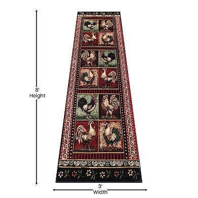 Masada Rugs Masada Rugs 2'x7' Rooster Design Area Rug Runner - Design L379