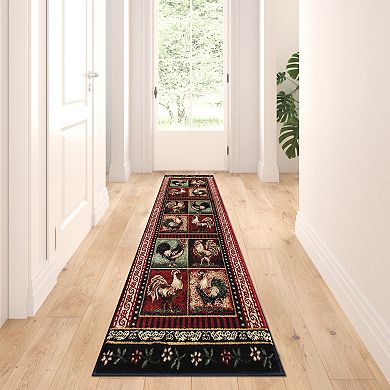 Masada Rugs Masada Rugs 2'x7' Rooster Design Area Rug Runner - Design L379