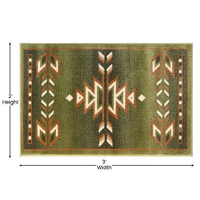 Masada Rugs Masada Rugs Southwest 2'x3' Native American Area Rug in Green