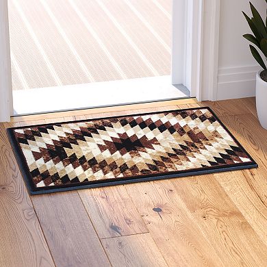 Masada Rugs Masada Rugs Stephanie Collection 2'x3' Area Rug Mat with Distressed Southwest Native American Design 1106 in Brown, Black and Beige