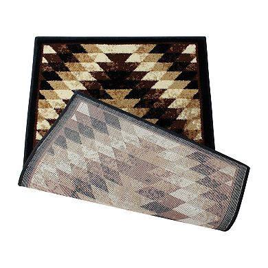 Masada Rugs Masada Rugs Stephanie Collection 2'x3' Area Rug Mat with Distressed Southwest Native American Design 1106 in Brown, Black and Beige