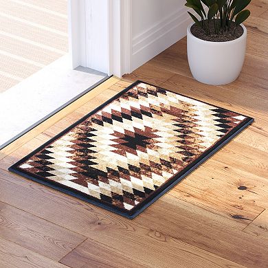 Masada Rugs Masada Rugs Stephanie Collection 2'x3' Area Rug Mat with Distressed Southwest Native American Design 1106 in Brown, Black and Beige