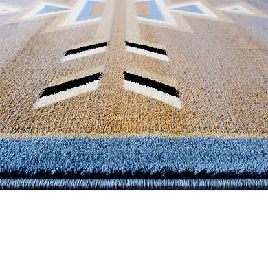 Masada Rugs Masada Rugs Southwest 2'x11' Native American Area Rug Runner in Blue