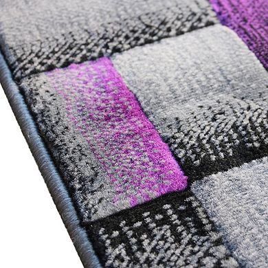 Masada Rugs Masada Rugs Trendz Collection 2'x3' Modern Contemporary Area Rug in Purple, Gray and Black-Design Trz861