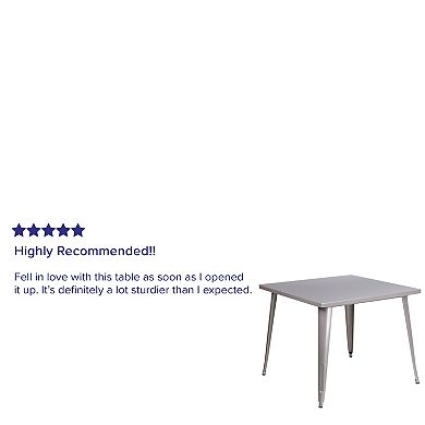 Merrick Lane Adana 35.5" Square Metal Dining Table for Indoor and Outdoor Use