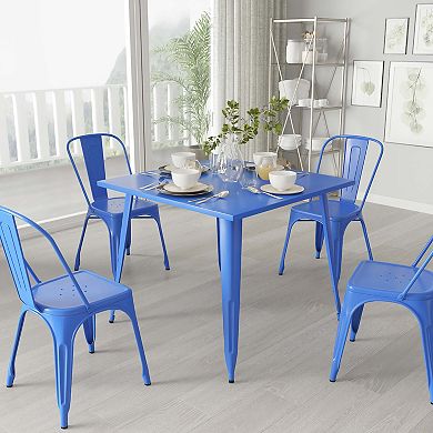 Merrick Lane Adana 35.5" Square Metal Dining Table for Indoor and Outdoor Use
