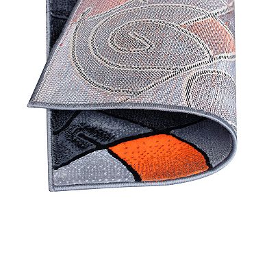 Masada Rugs Masada Rugs Trendz Collection 2'x3' Modern Contemporary Area Rug Mat in Orange, Gray and Black