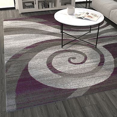 Masada Rugs Masada Rugs Stephanie Collection 8'x10' Area Rug with Modern Contemporary Design 1103 in Purple, Gray, White and Black