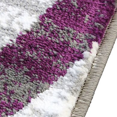 Masada Rugs Masada Rugs Stephanie Collection 8'x10' Area Rug with Modern Contemporary Design 1103 in Purple, Gray, White and Black