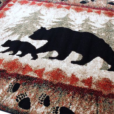 Masada Rugs Masada Rugs 5'x7' Cabin/Lodge Theme Area Rug with Bear and Cub Scene