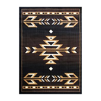 Masada Rugs Masada Rugs 8'x10' Southwest Native American Area Rug in Brown, Black, Beige & Ivory