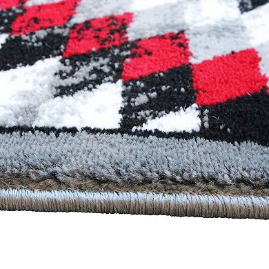 Masada Rugs Masada Rugs Stephanie Collection 2'x7' Area Rug Runner with Distressed Southwest Native American Design 1106 in Red, Gray, Black and White